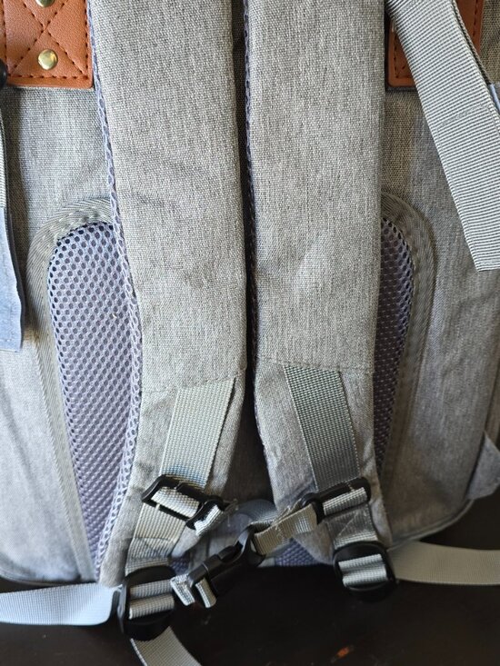 Good Mum Diaper Bag Backpack 3-in-1 Changing Gray Quilted ORGANIZED Pockets